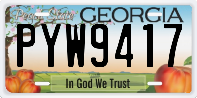GA license plate PYW9417