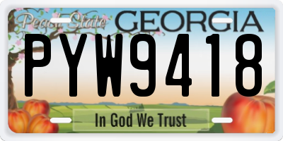 GA license plate PYW9418
