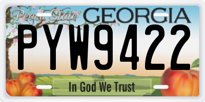 GA license plate PYW9422