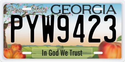 GA license plate PYW9423
