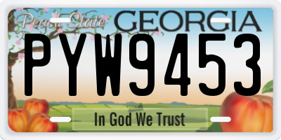 GA license plate PYW9453