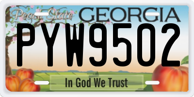 GA license plate PYW9502