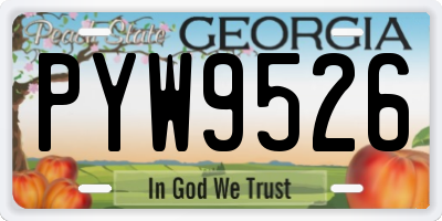 GA license plate PYW9526