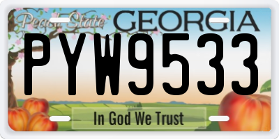 GA license plate PYW9533