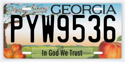 GA license plate PYW9536