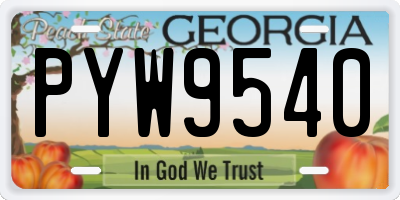 GA license plate PYW9540