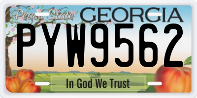 GA license plate PYW9562