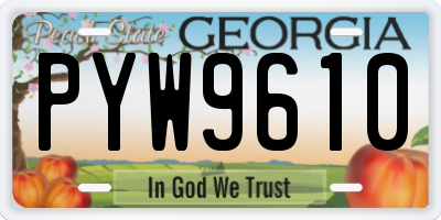 GA license plate PYW9610