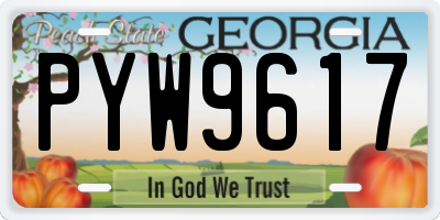 GA license plate PYW9617