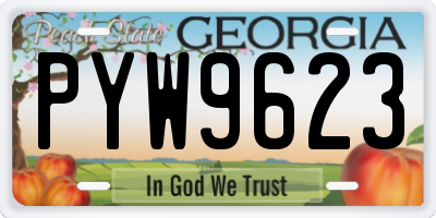 GA license plate PYW9623
