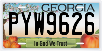 GA license plate PYW9626
