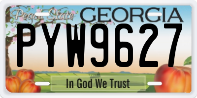 GA license plate PYW9627