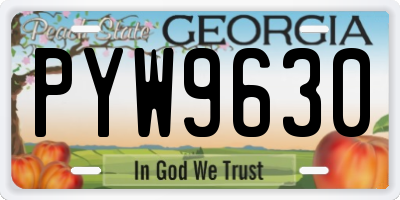 GA license plate PYW9630