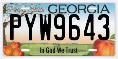 GA license plate PYW9643