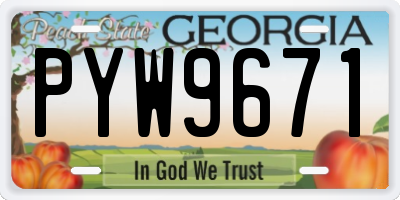 GA license plate PYW9671