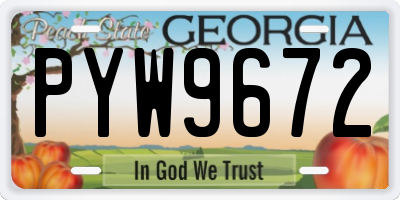 GA license plate PYW9672