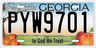 GA license plate PYW9701