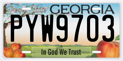GA license plate PYW9703