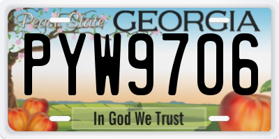 GA license plate PYW9706