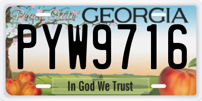 GA license plate PYW9716