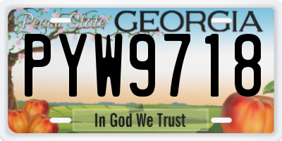GA license plate PYW9718