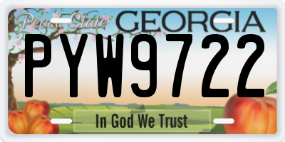 GA license plate PYW9722