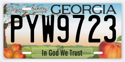 GA license plate PYW9723