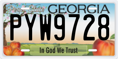 GA license plate PYW9728