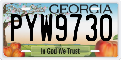GA license plate PYW9730