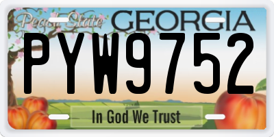 GA license plate PYW9752