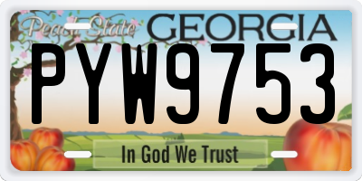 GA license plate PYW9753