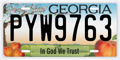 GA license plate PYW9763
