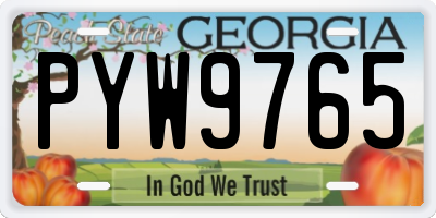 GA license plate PYW9765