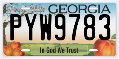 GA license plate PYW9783