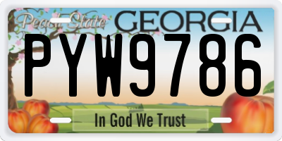 GA license plate PYW9786