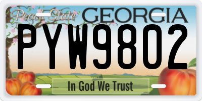 GA license plate PYW9802