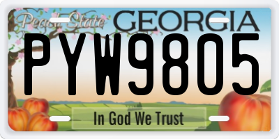 GA license plate PYW9805