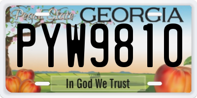 GA license plate PYW9810