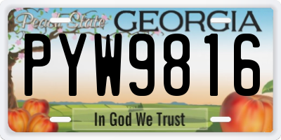 GA license plate PYW9816