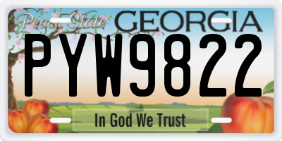 GA license plate PYW9822
