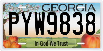 GA license plate PYW9838