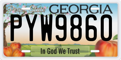 GA license plate PYW9860