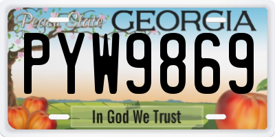 GA license plate PYW9869