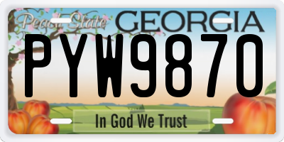 GA license plate PYW9870