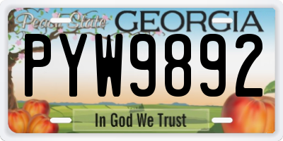 GA license plate PYW9892