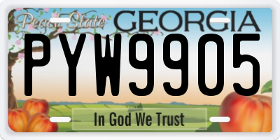 GA license plate PYW9905
