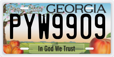 GA license plate PYW9909