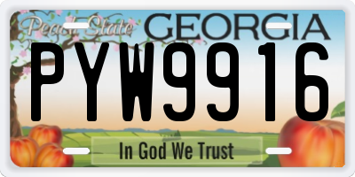 GA license plate PYW9916
