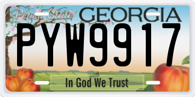 GA license plate PYW9917