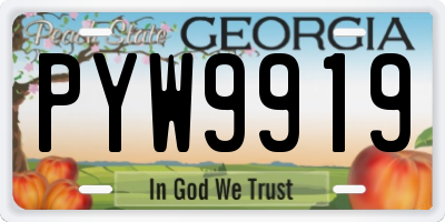 GA license plate PYW9919